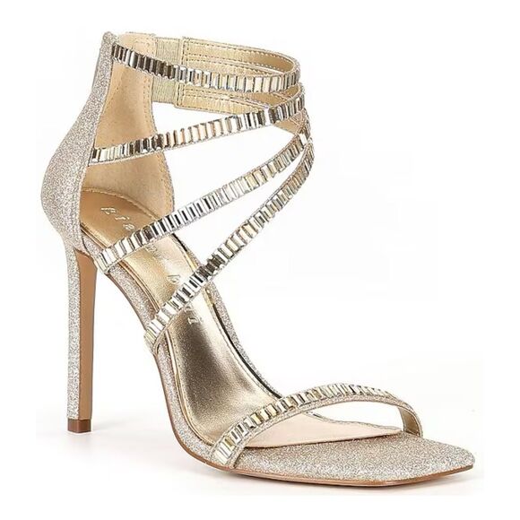 Gianni Bini Shoes - Gianni Bini Shawn Sparkle Embellished Silver Strappy Dress Sandal Heels